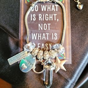 Clear quartz Bullet Pendant charm bracelets